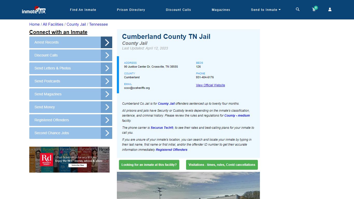 Cumberland County TN Jail - Inmate Locator - Crossville, TN